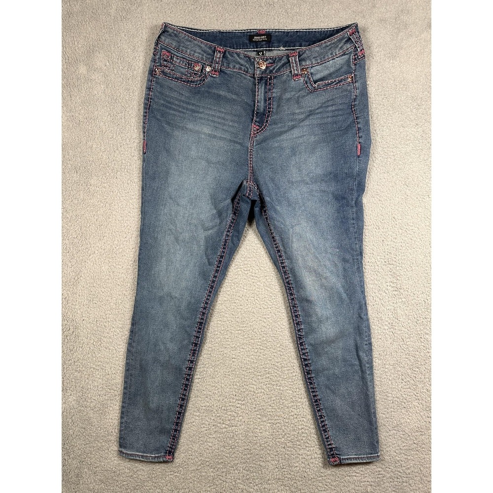True Religion Jennie Curvy Jeans Womens 38 Blue Mid Rise Super Skinny Denim